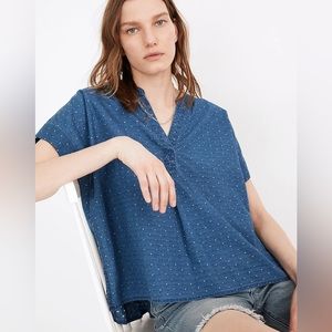 Madewell Indigo Lakeline Popover Shirt in Rainbow Heart Size M